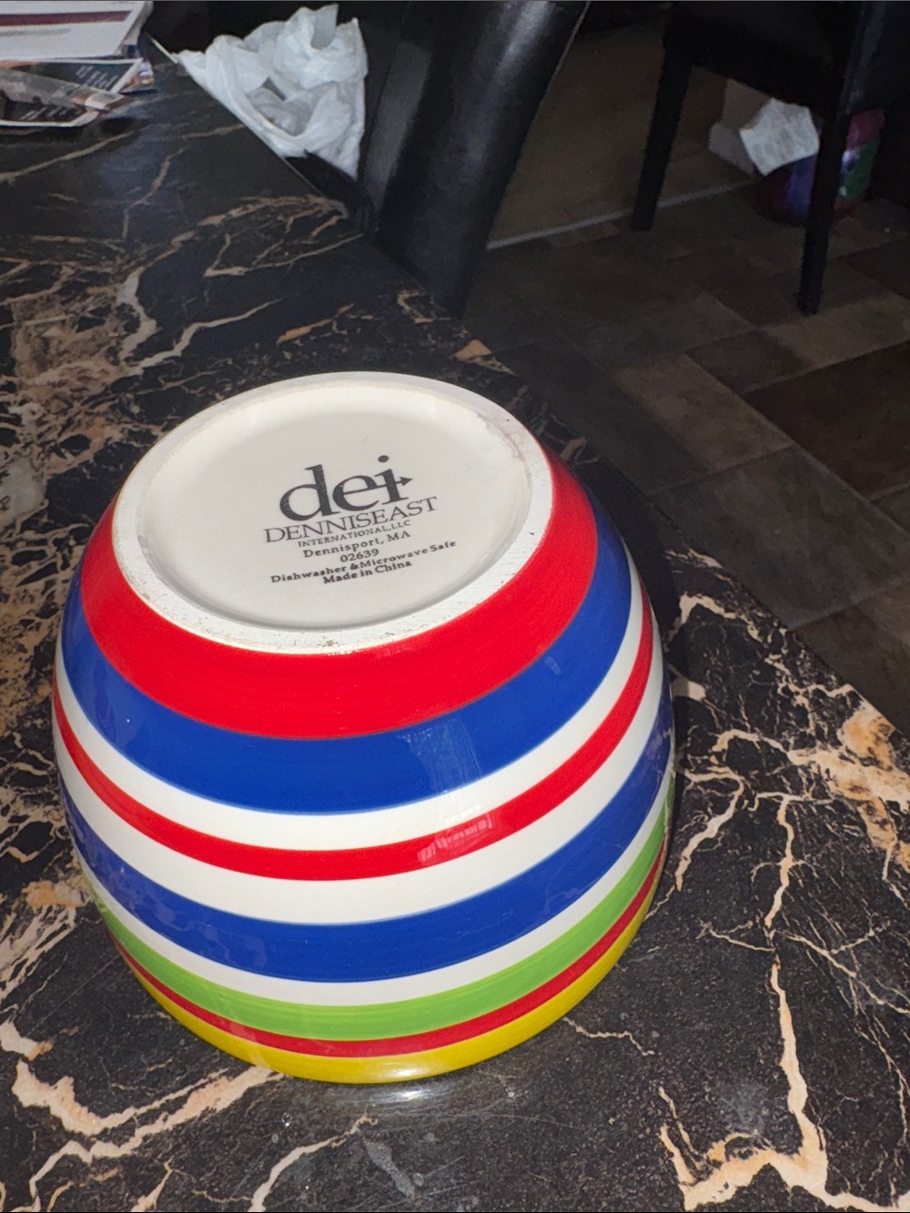 DENNIS EAST Multicolor Striped  Bowl - Red, Blue, White, Green, Yellow